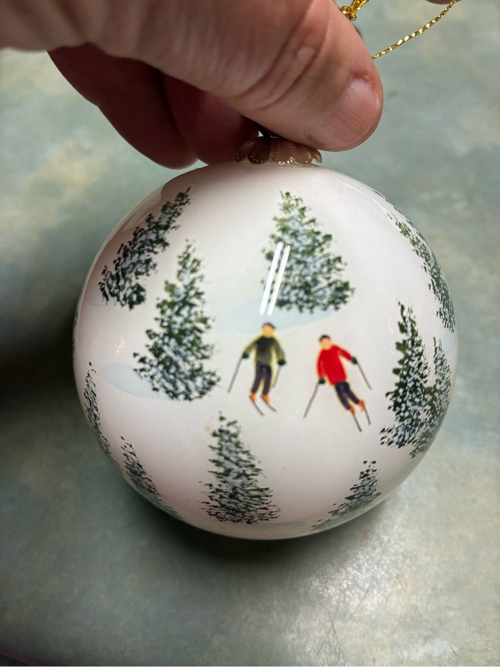 Hand blown glass, Taos  hand painted Holiday Ornament